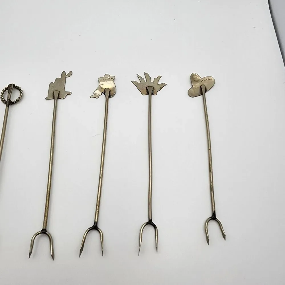 Vintage Taxco Set of 7 Olive/Pickle Forks